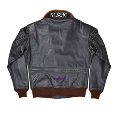 Men's G-1 55J14 Naval US Military Leather Flight Bomber Jacket