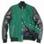 Men Real Leather Sleeve Varsity Baseball Bomber College Wool Jacket Black &Green