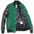 Men Real Leather Sleeve Varsity Baseball Bomber College Wool Jacket Black &Green