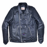God Gift Men Black BUILD FOR SPEED Motor Biker Real Leather Jacket