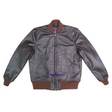 Men Wind Breaker Real Goatskin Seal Brown Leather Jacket Vintage Repro