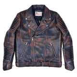 God Gift Men's Motor Biker SPEED Real Leather Distressed Black Jacket