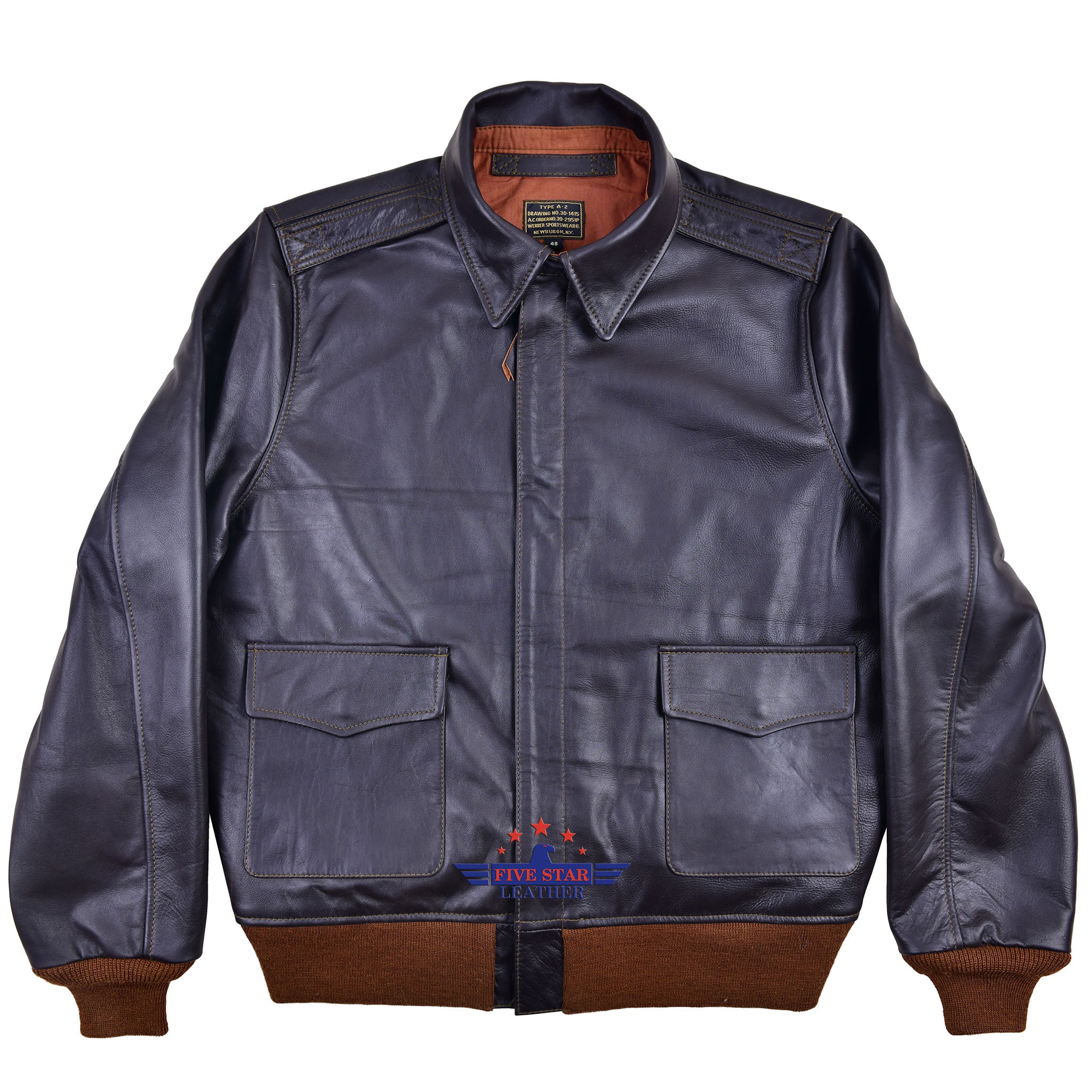 A2 REPRO WWII 1939 WERBER SPORTSWEAR Seal Brown Horse Hide