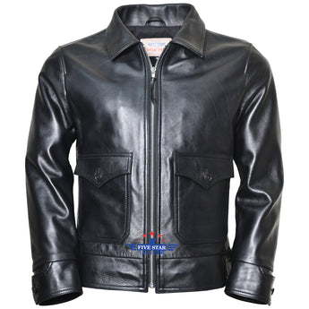 Five Star Leather Men Horsehide Jacket Black a perfect vintage design