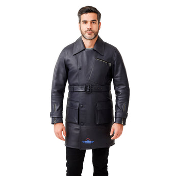 Fivestar Leather Men Fashion Trench Coat Buffalo Seal Brown