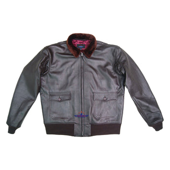 Flight G1 Bomber Naval Flying Men Jacket USN Goatskin Leather Russet Brown M422