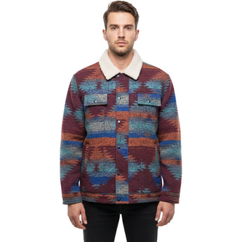 Redefined Rebel Geometric Pattern Jacket Warm Sherpa Collar Style