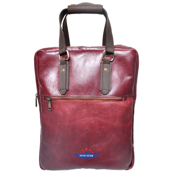 Fivestar Leather Men women Buffalo Pull Up Backpack Maroon Shoulder bag