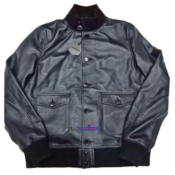 Men Capeskin Leather Air Force A-1 Jacket Pilot Flying Aviator Black
