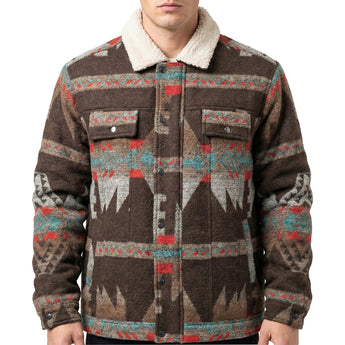 Redefined Rebel Sherpa Collar Geometric Rustic Brown Winter Jacket
