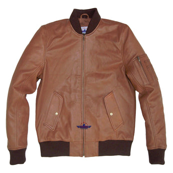 MA-1 Army Pilot Bomber Military Real Goat Leather Men Jacket Tan