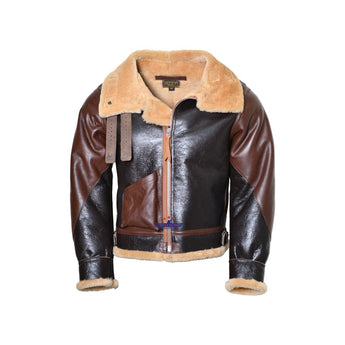 FiveStar Leather Repro USAAF Type B-3 Bomber Aviator Pilot Seal Brown Sheepskin 10mm Flight Jacket