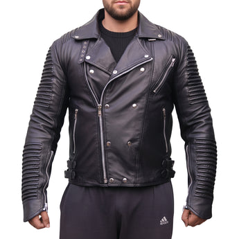 GOD GIFT MEN BLACK BUILD FOR SPEED REAL STEER HIDE LEATHER JACKET