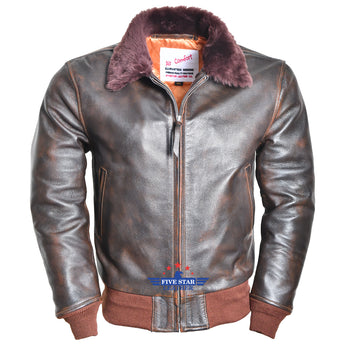 Men Real Goatskin Distressed Leather Jacket with Mouton Fur Collar Wind Breaker