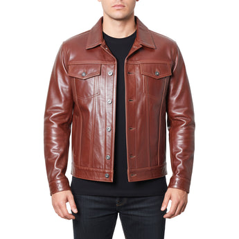 Fivestar Leather Classic Men's Horsehide Brown Pullup Trucker Jacket