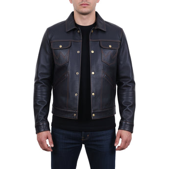 FiveStar Leather Custom Trucker Jacket Unlined Goatskin Seal Brown