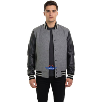 Varsity Baseball University Letterman College Wool body & Leather Sleeves Jacket