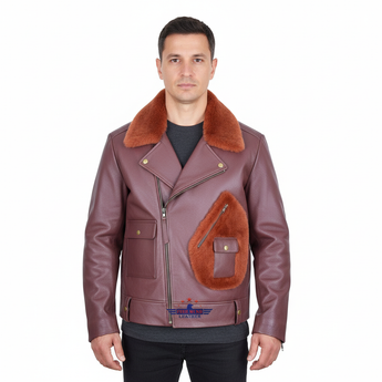 Vintage Beck Jacket Goatskin Leather Russet Brown with Fur Collar