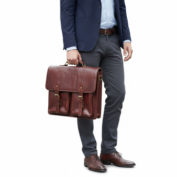 Fivestar Leather Horsehide Brandy Brown Laptop Briefcase Messenger Bag