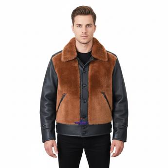 FiveStar Leather 1930s Grizzly Cossack Jacket Real Leather with Buttons Enclosure