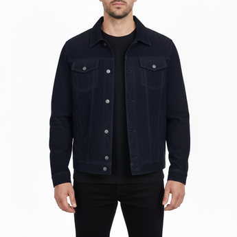 Men Trucker Black Suede Classic Retro Western Denim Style Leather Jacket