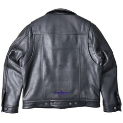 Men Trucker Black Goatskin Classic Western Denim Style with Action Back