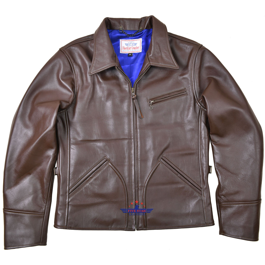 Aviator-style jacket in brown leather | Golden Goose
