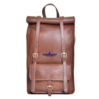 FIVESTAR LEATHER 15 Inch Leather Roll Top Backpack CHL 2mm Steerhide