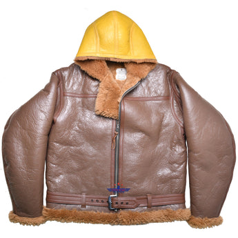 FiveStar Leather Reproduced WWII RAF Coastal Command Flying Jacket with Yellow Hood