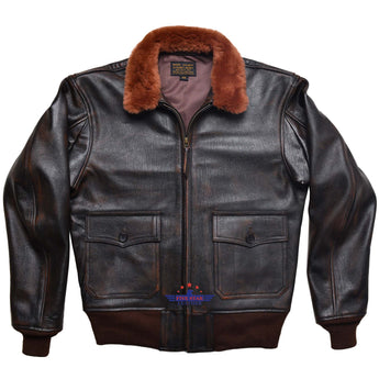 Fivestar Leather Flight G1 Bomber Naval Flying Men Jacket USN Goatskin Leather Distressed