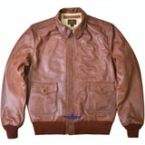 Men Type A2 Repro Military Bronco  WWII Air force Reddish Russet Brown Capeskin Leather Jacket