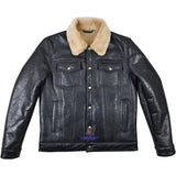 Fivestar Leather Men Trucker Jacket SheepSkin Leather Seal Brown Jacket