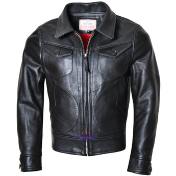 FiveStar Leather Men Real Steerhide Seal Brown zippered ranch jacket