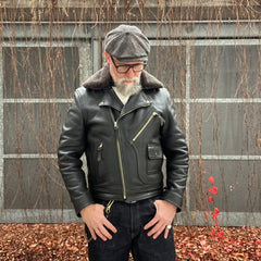 FiveStar Leather Vintage D Styled Pocket Sky Master Men Jacket Seal Brown Steer Hide