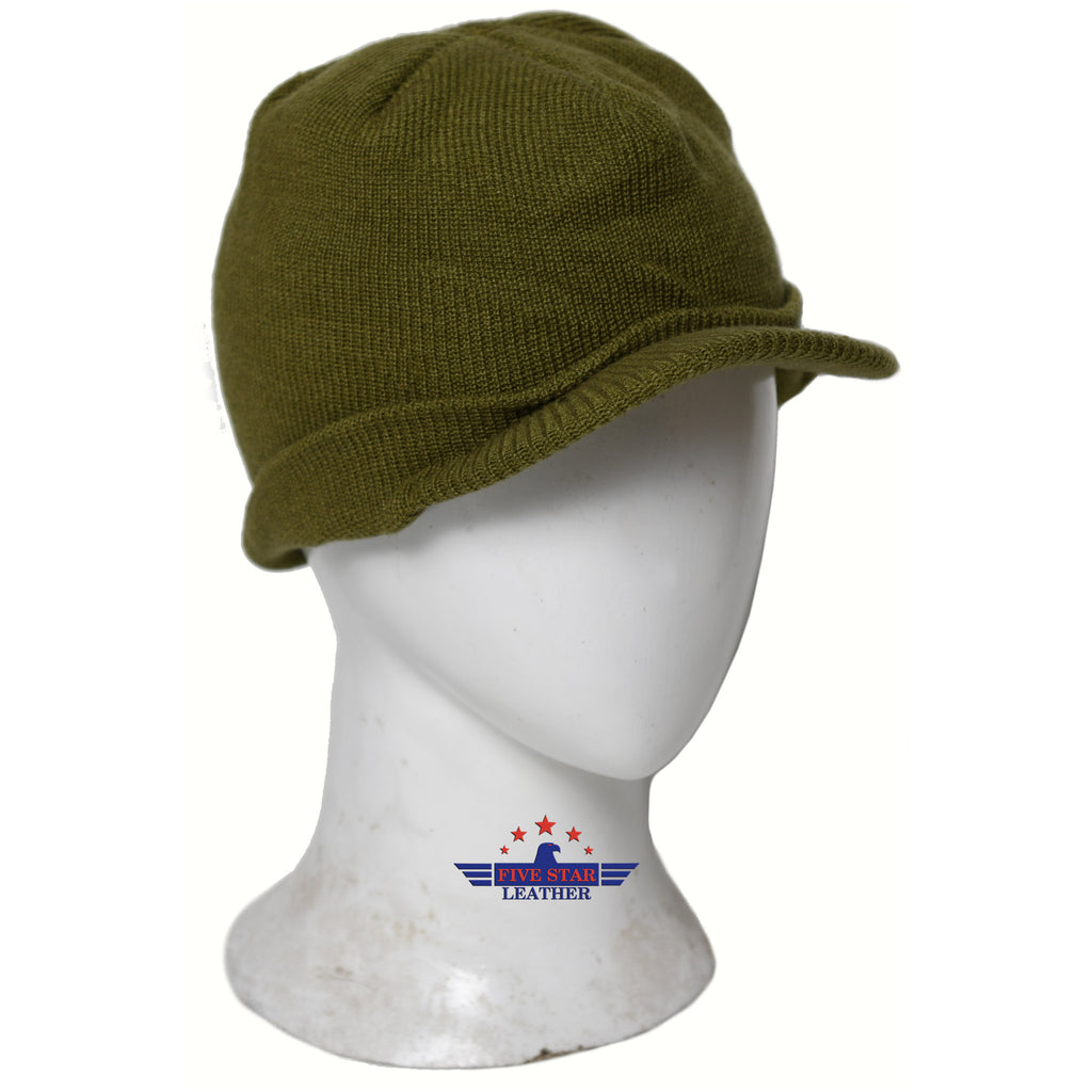 Vintage Ww2 Jeep Cap US 'Jeep Cap' (Reproduction) Khaki Wool Knit