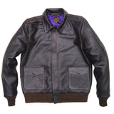 Men Type A2 Repro Military Flight Jacket Real Goatskin thick leather Seal Brown
