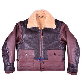 FiveStar MEN AVIATOR US NAVY M-445A SHEEPSKIN LEATHER FLIGHT JACKET