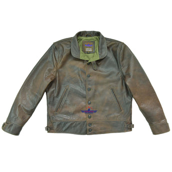 Men's Repro 1930'S Vintage Cossack Real Leather Buffalo Distressed Jacket