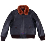 Kid's G-1 Leather Jacket Goatskin Seal Brown