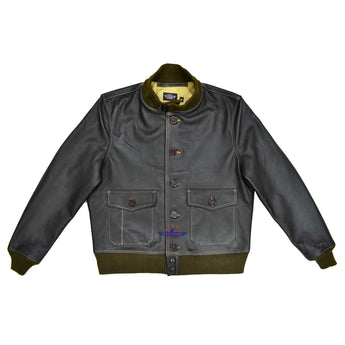 Men Real Goat Seal Brown Leather Air Force A-1 Jacket Pilot Flying