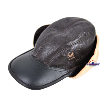 FiveStar Leather USAAF B2 Flight Aviator Sheepskin Leather Cap