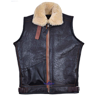 FiveStar Leather Sports Vintage B3 Vest Seal Brown Sheepskin