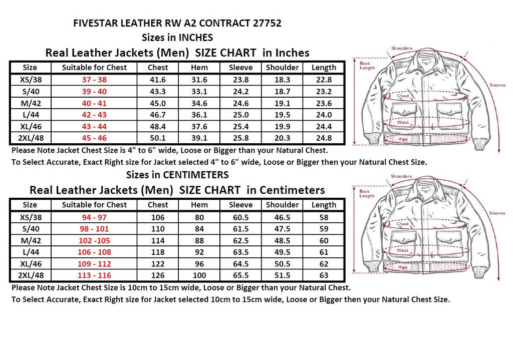 FiveStar Leather Repro A2 RW Clothing Co Contract No. W535 AC 