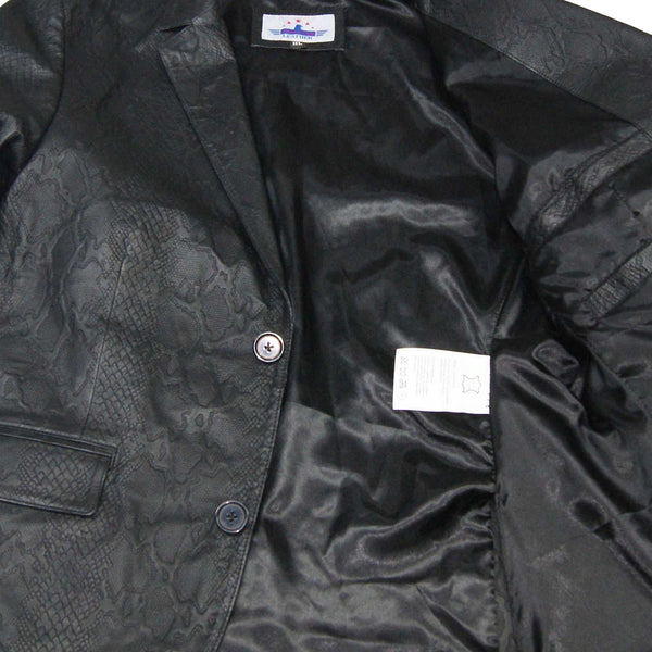 Men Real Leather Black Python Snake Textured Blazer Jacket Two Button ...