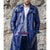 Men Real Real Hide Leather Embossed Jacket Coat Royal Blue