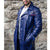 Men Real Real Hide Leather Embossed Jacket Coat Royal Blue