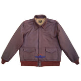 Men A2 Repro David D. Doniger Type Military Flight Real Goatskin Redish Brown Leather Jacket