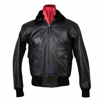 Flight G1 Bomber Naval Flying Men Jacket USN Goatskin Leather Black