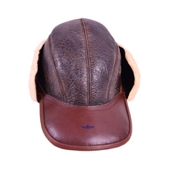 FIVESTAR LEATHER Distressed Commando B2 FLIGHT AVIATOR SHEEPSKIN LEATHER CAP
