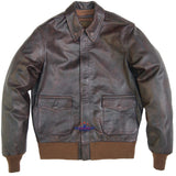 Men Type A-2 Repro Real Leather Brown Aviator flying Pilot Jacket Distressed